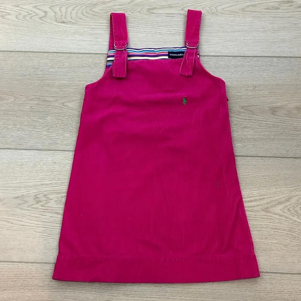 Ralph Lauren cotton corduroy girls' jumper dress in Hot  pink size 6X